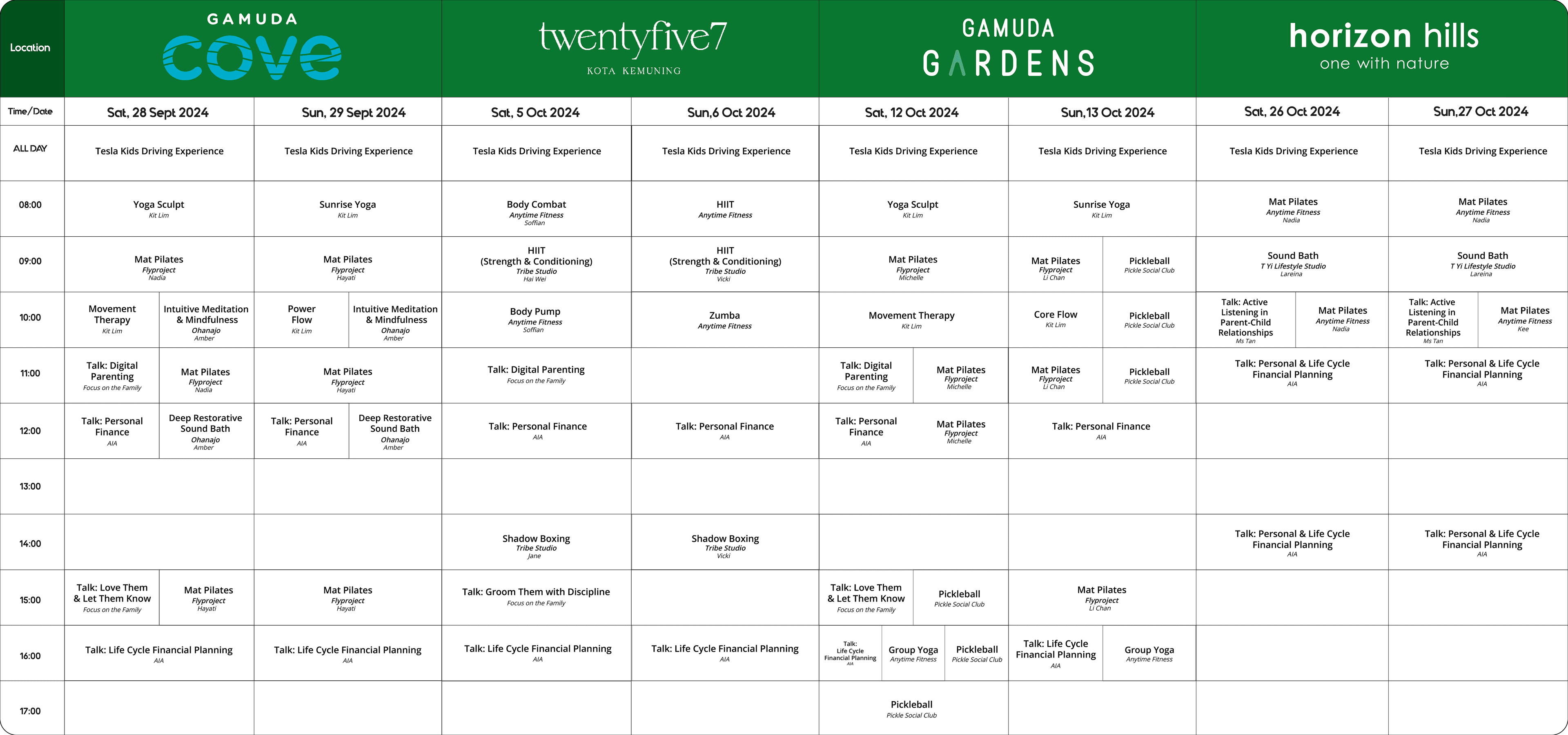 Timetable 1